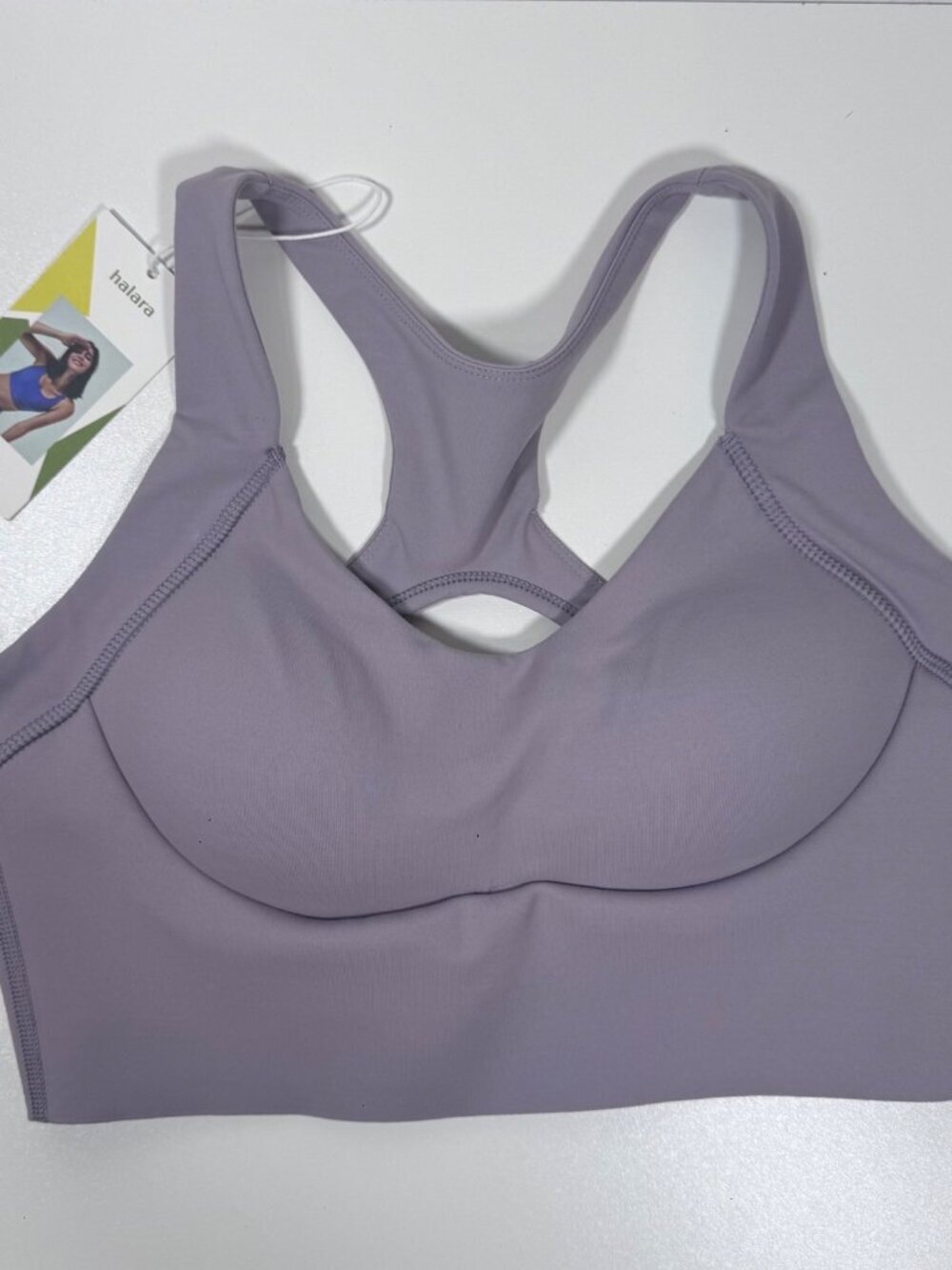 NWT Halara SpeedWave Sports Bra Push Up Racerback Lavander L Running Gym Workout